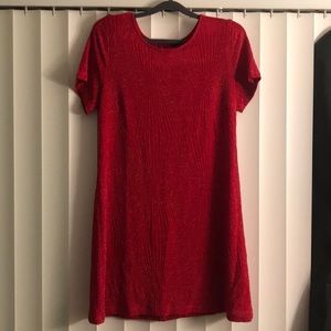 Shiny red short sleeve dress